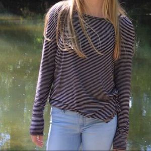 American Eagle Soft&Sexy Maroon Striped Shirt